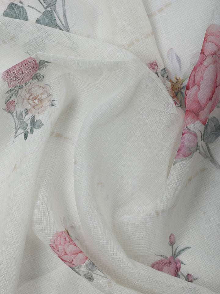 Sky Blue Embroidery Linen Unstitched Dress Material