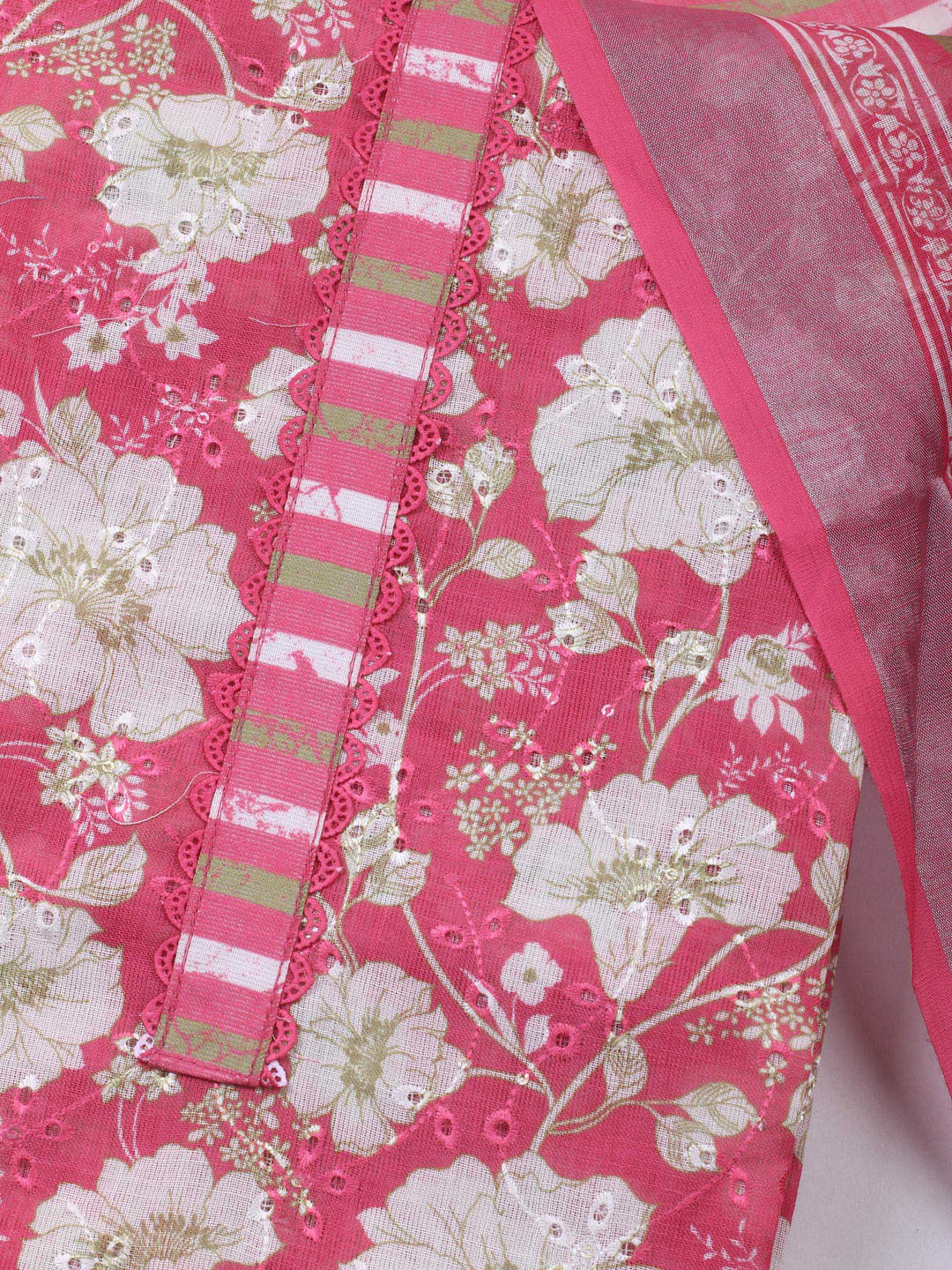 Coral Pink  Cotton Unstitched Dress Material