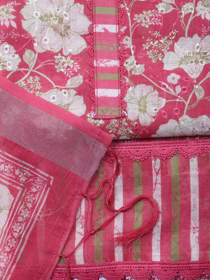 Coral Pink  Cotton Unstitched Dress Material
