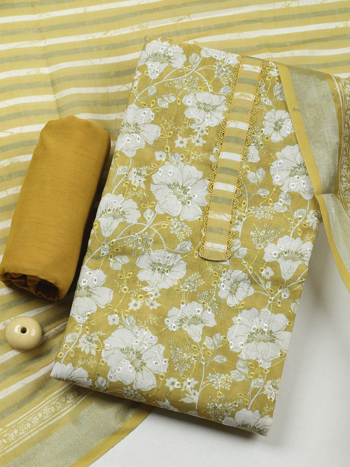Lemon  Cotton Unstitched Dress Material