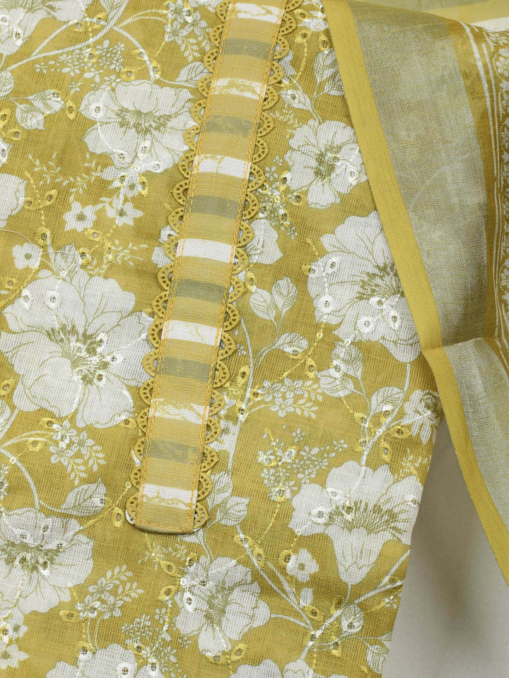 Lemon  Cotton Unstitched Dress Material