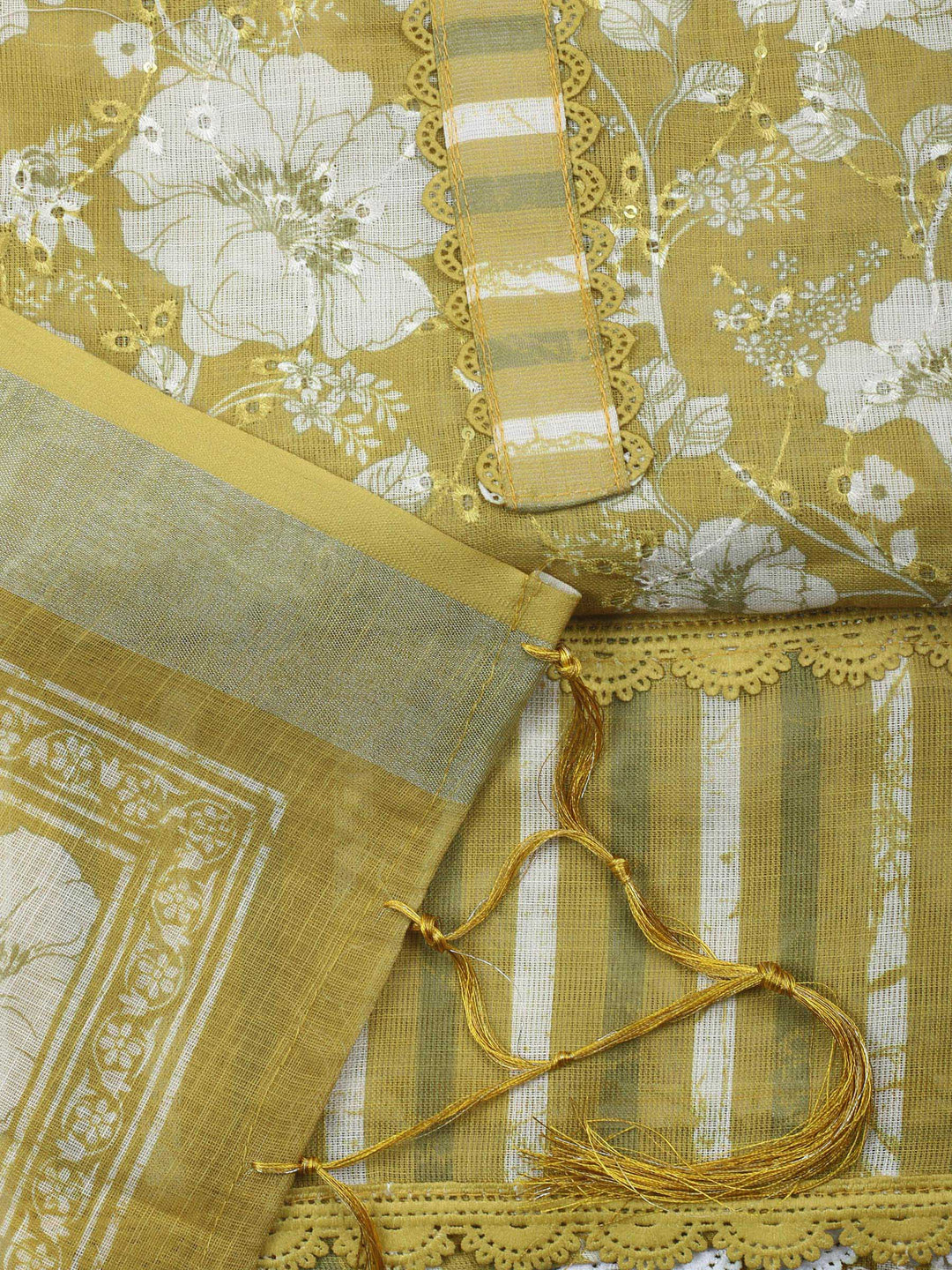 Lemon  Cotton Unstitched Dress Material