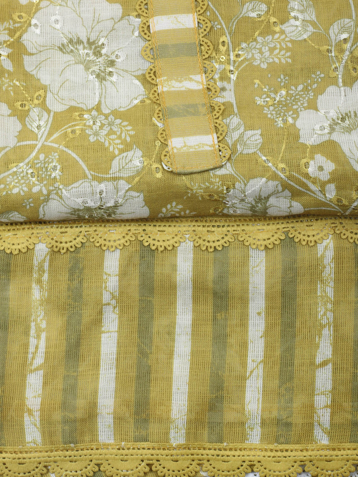 Lemon  Cotton Unstitched Dress Material