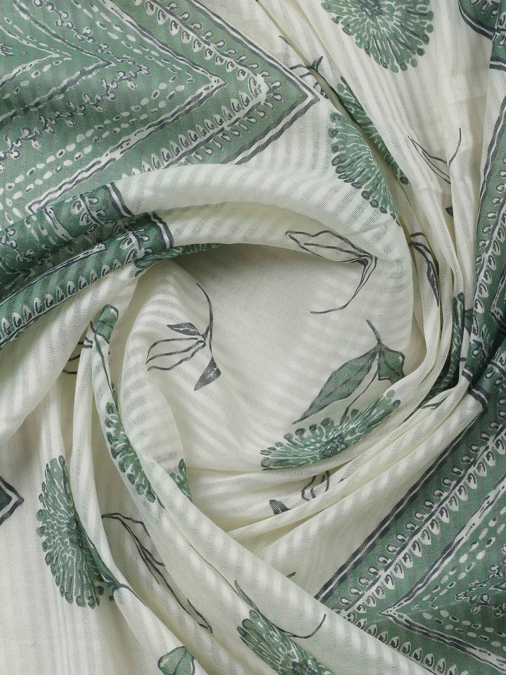 Green Embroidery Cotton Blend Unstitched Dress Material