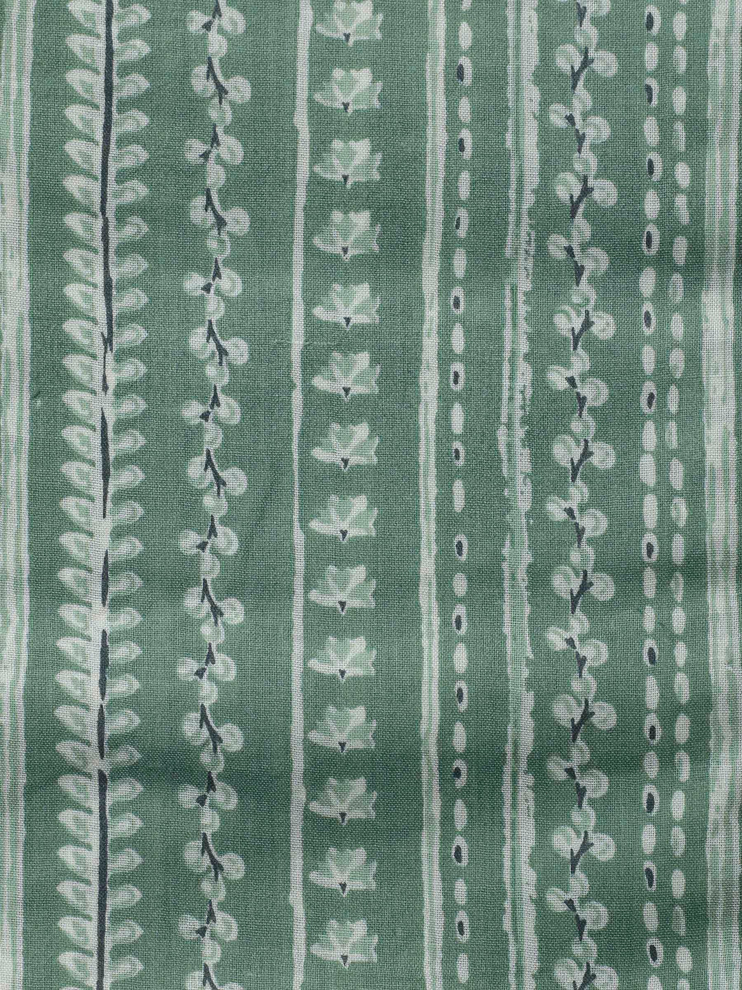 Green Embroidery Cotton Blend Unstitched Dress Material
