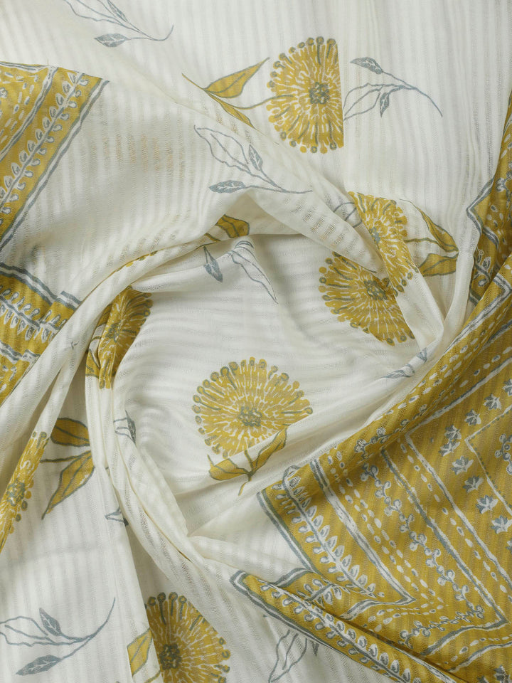 Mustard Embroidery Cotton Blend Unstitched Dress Material