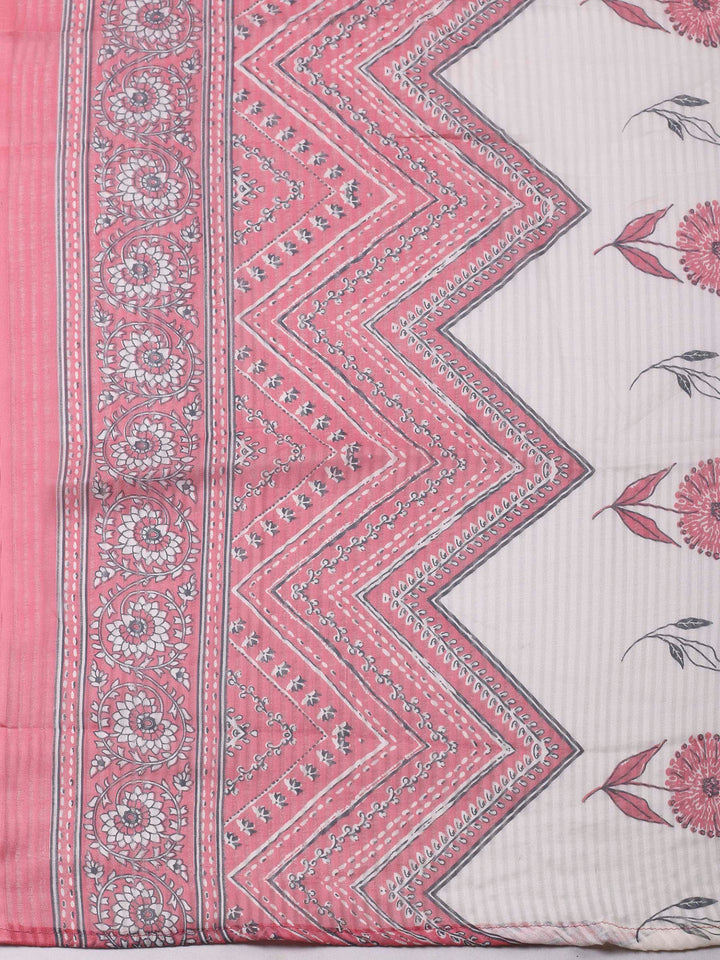 Pink Embroidery Cotton Blend Unstitched Dress Material