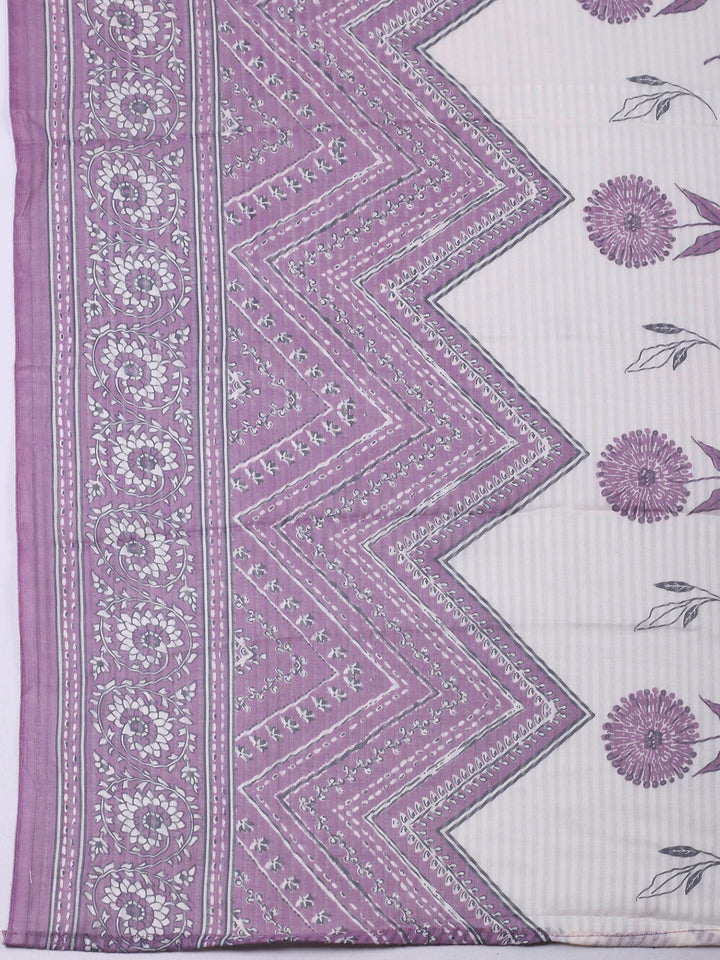 Purple Embroidery Cotton Blend Unstitched Dress Material