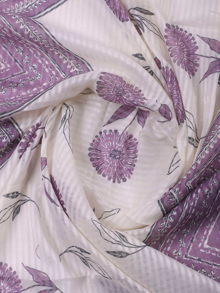 Purple Embroidery Cotton Blend Unstitched Dress Material