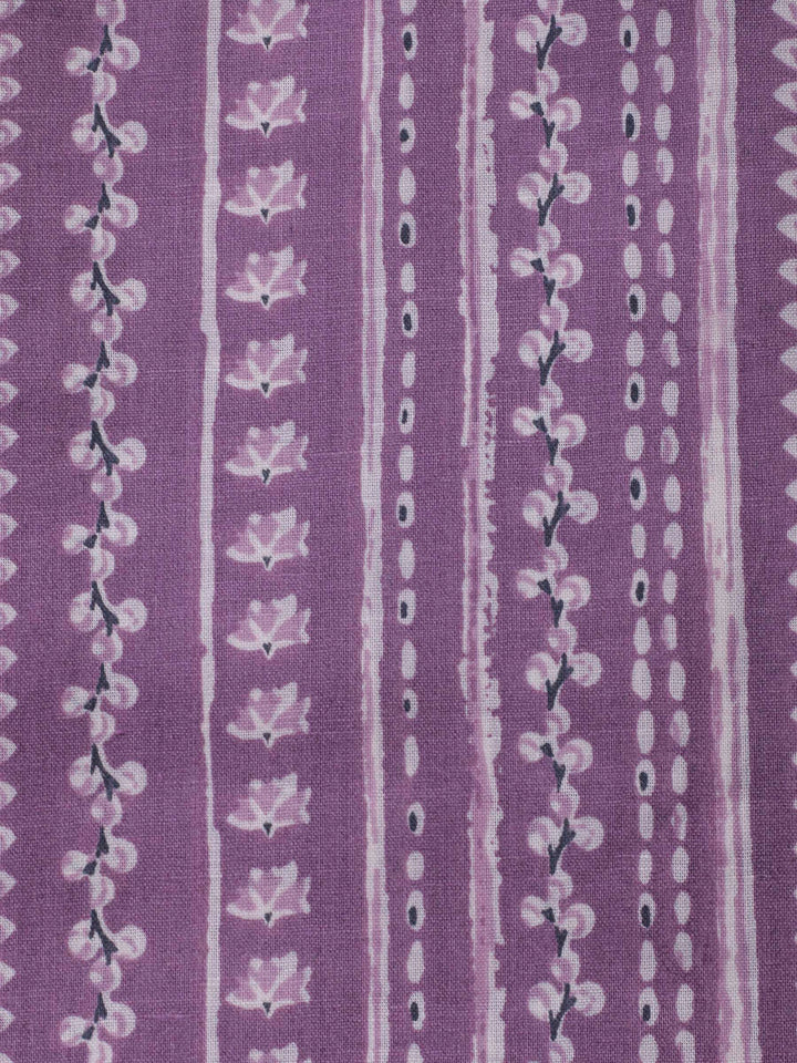 Purple Embroidery Cotton Blend Unstitched Dress Material