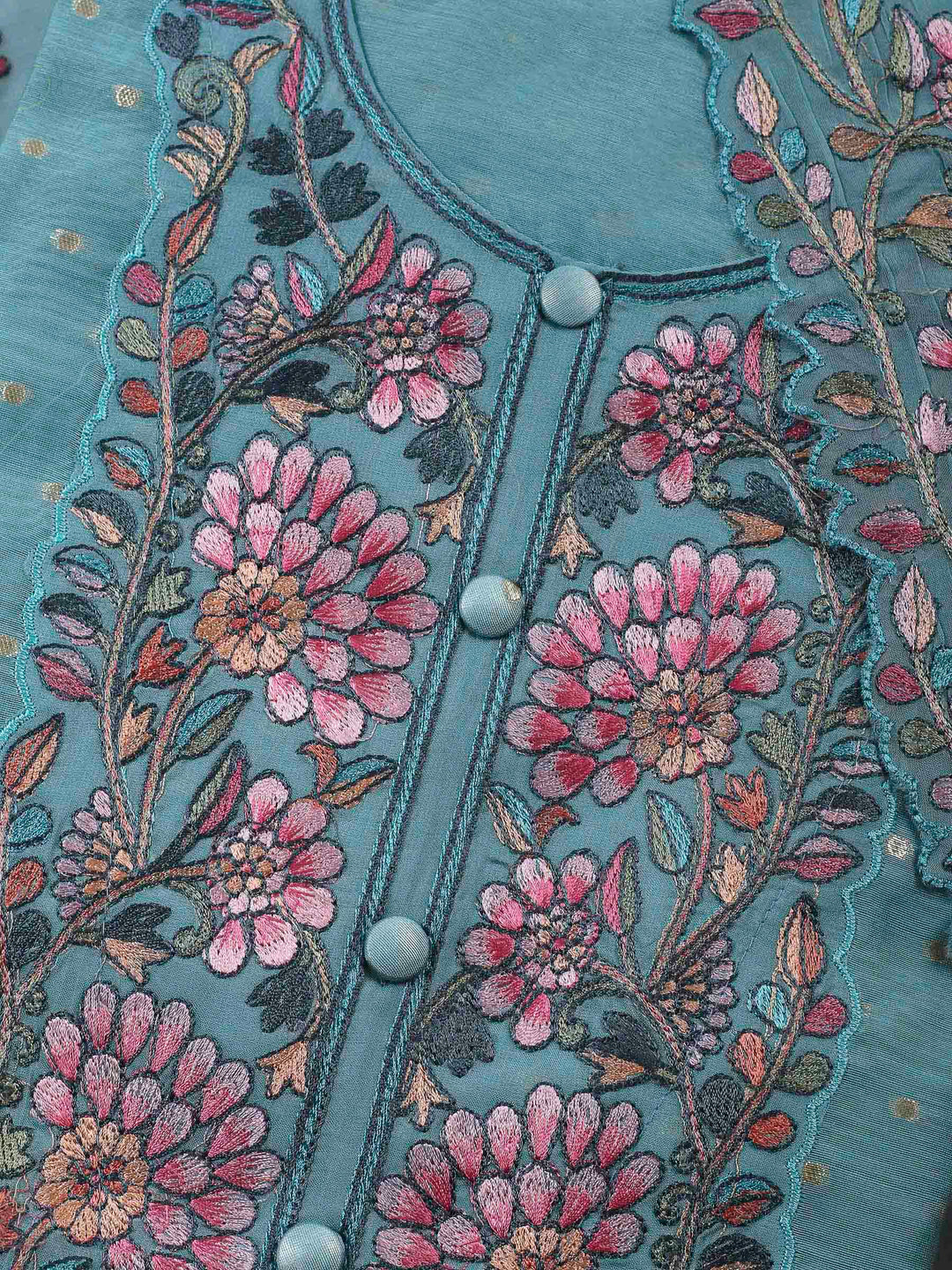 Firozee Embroidery Chanderi Unstitched Dress Material