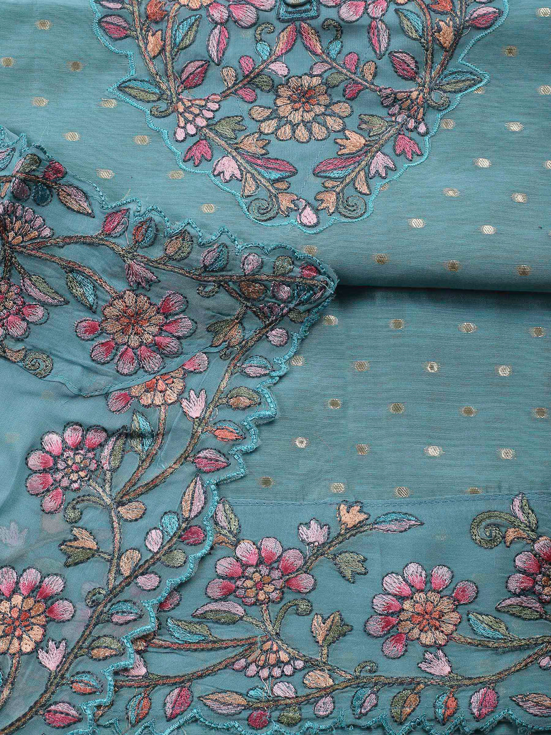 Firozee Embroidery Chanderi Unstitched Dress Material