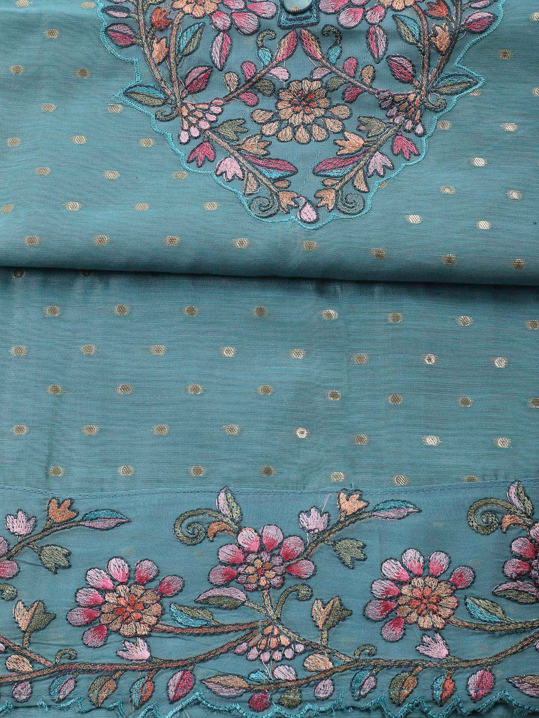 Firozee Embroidery Chanderi Unstitched Dress Material