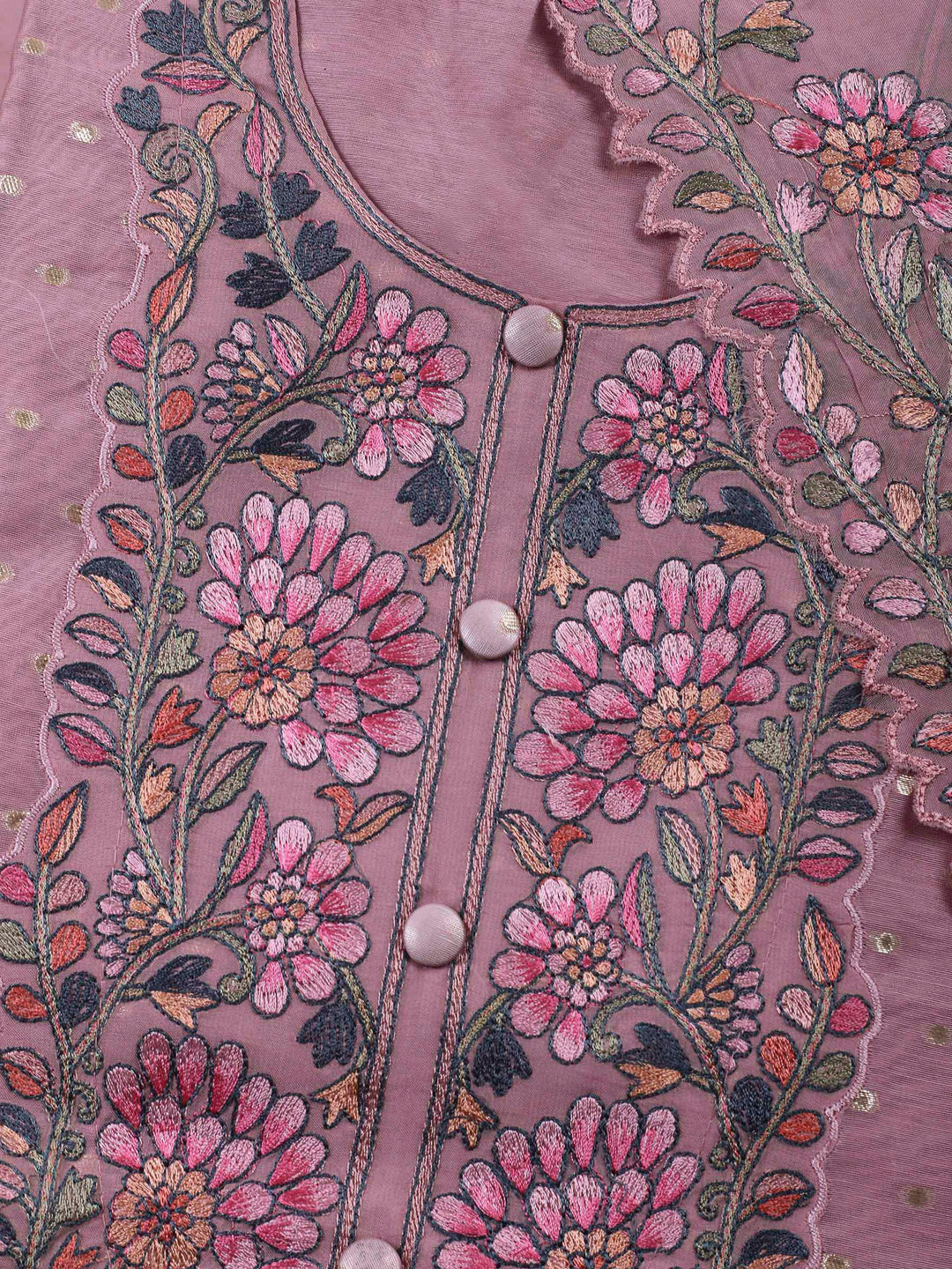 Onion Pink Embroidery Chanderi Unstitched Dress Material