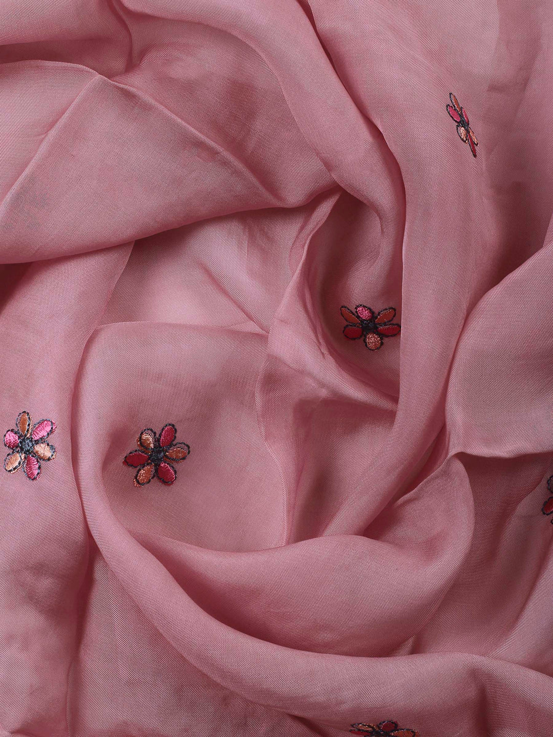 Onion Pink Embroidery Chanderi Unstitched Dress Material