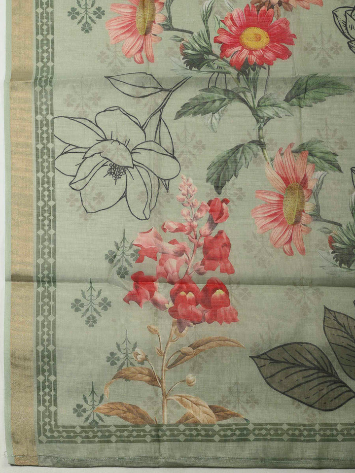 Aqua Green Embroidery Chanderi Unstitched Dress Material