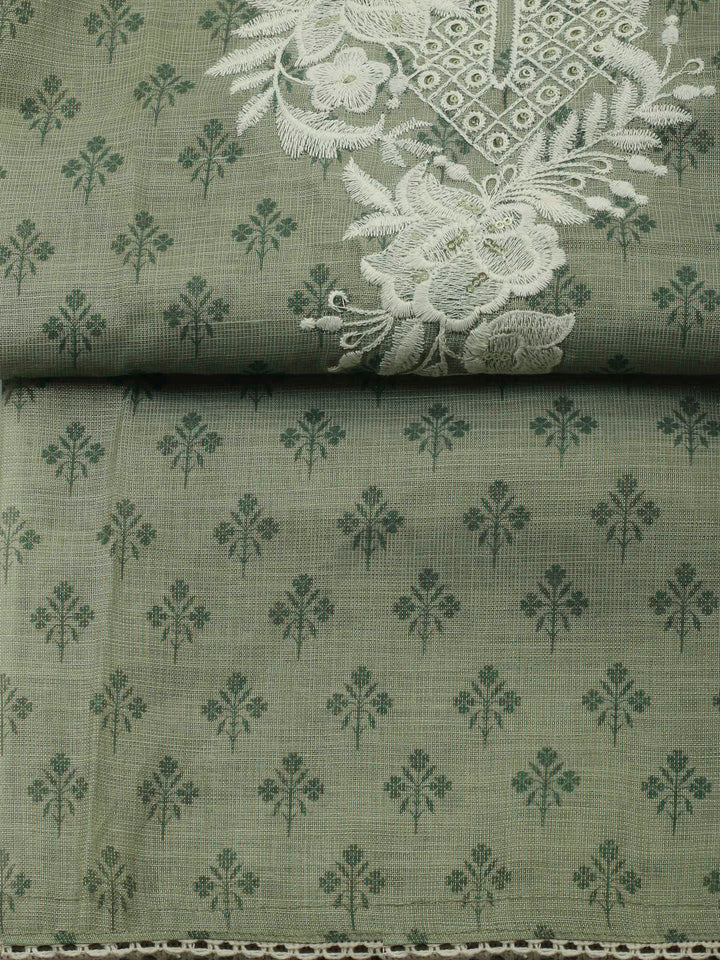 Aqua Green Embroidery Chanderi Unstitched Dress Material