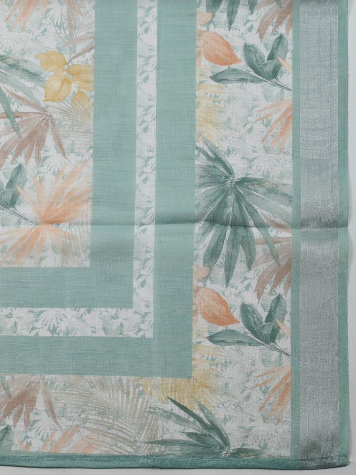 Aqua Green Embroidery Cotton Blend Unstitched Dress Material