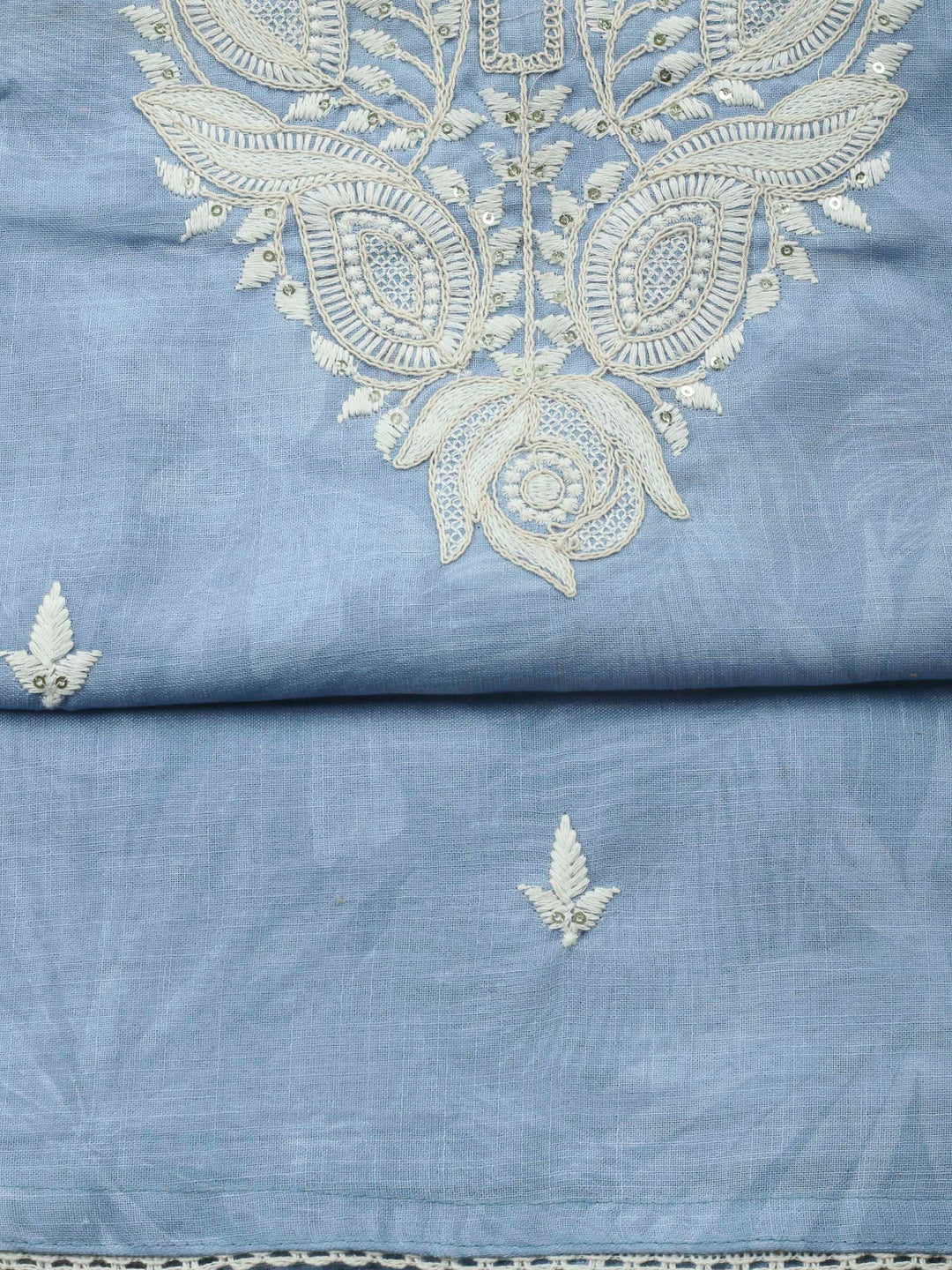 Grey Embroidery Cotton Blend Unstitched Dress Material
