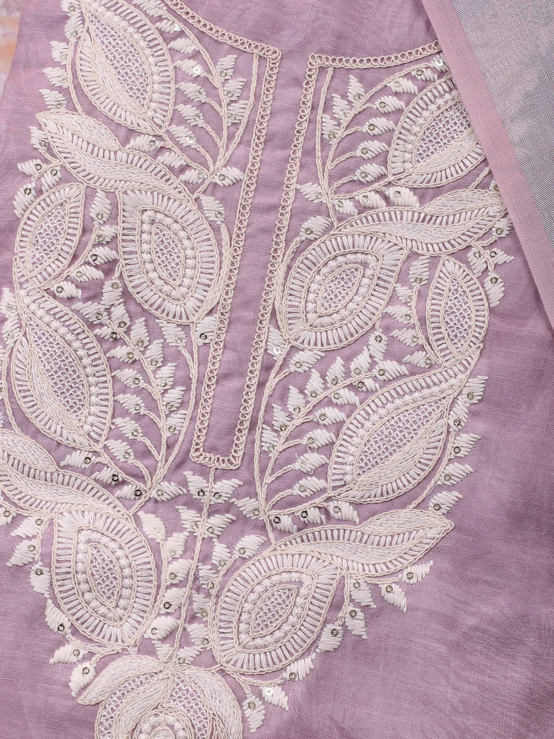 Pink Embroidery Cotton Blend Unstitched Dress Material