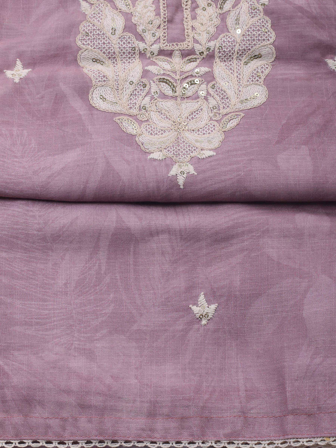 Pink Embroidery Cotton Blend Unstitched Dress Material
