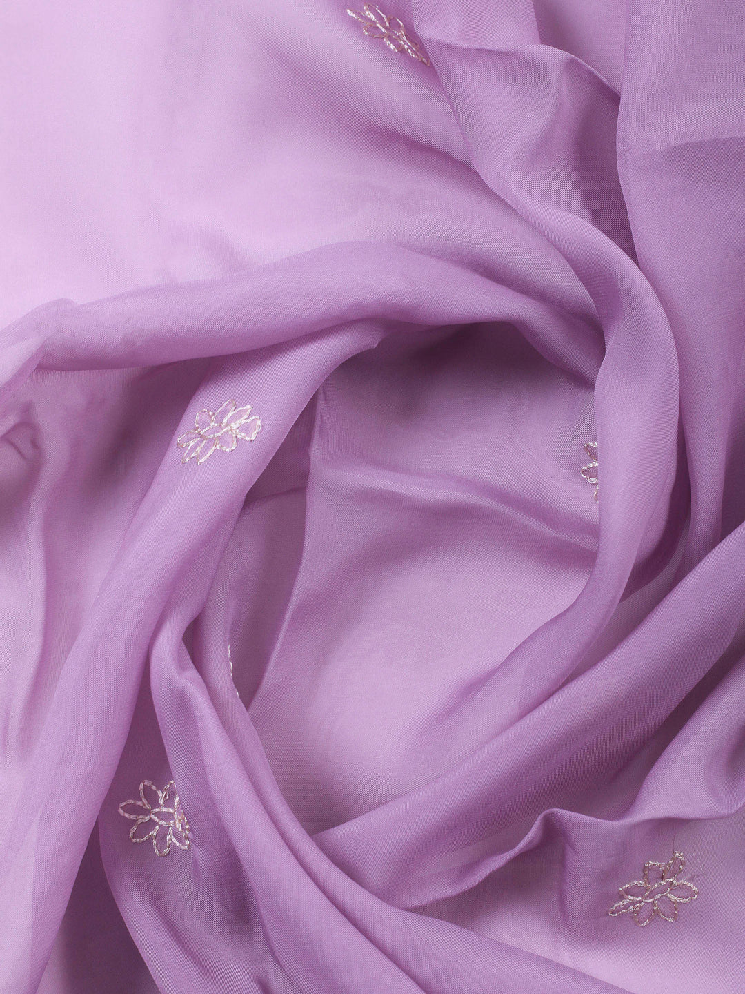 Lavender Printed Organza Unstitched Dress Material