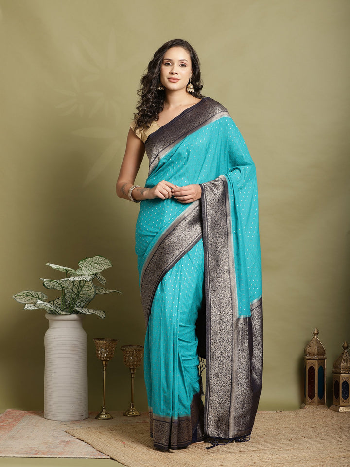 Zari Booti Woven  Crepe Saree