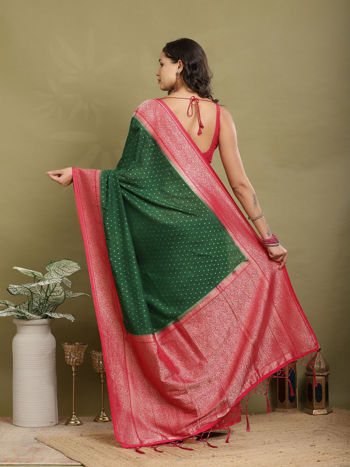 Polka Dot Woven Booti Crepe Saree