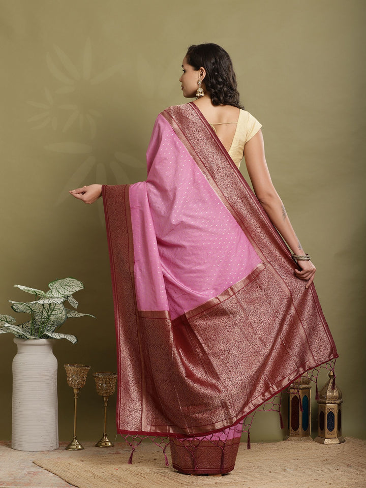 Polka Dot Woven Booti Crepe Saree (Copy)