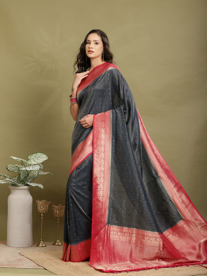 Polka Dot Woven Booti Crepe Saree