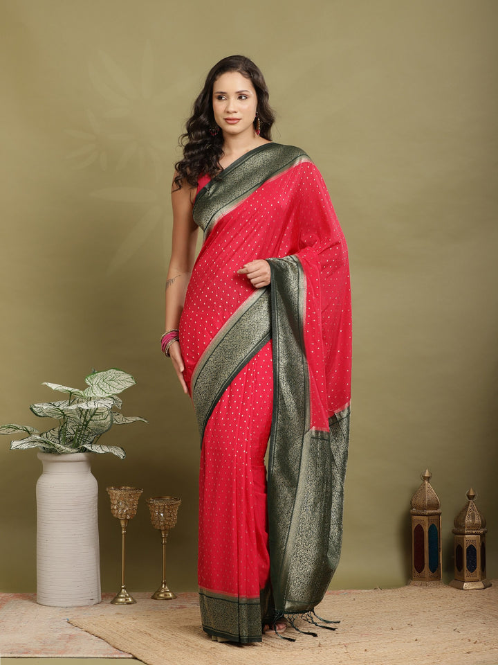 Zari Booti Woven  Crepe Saree