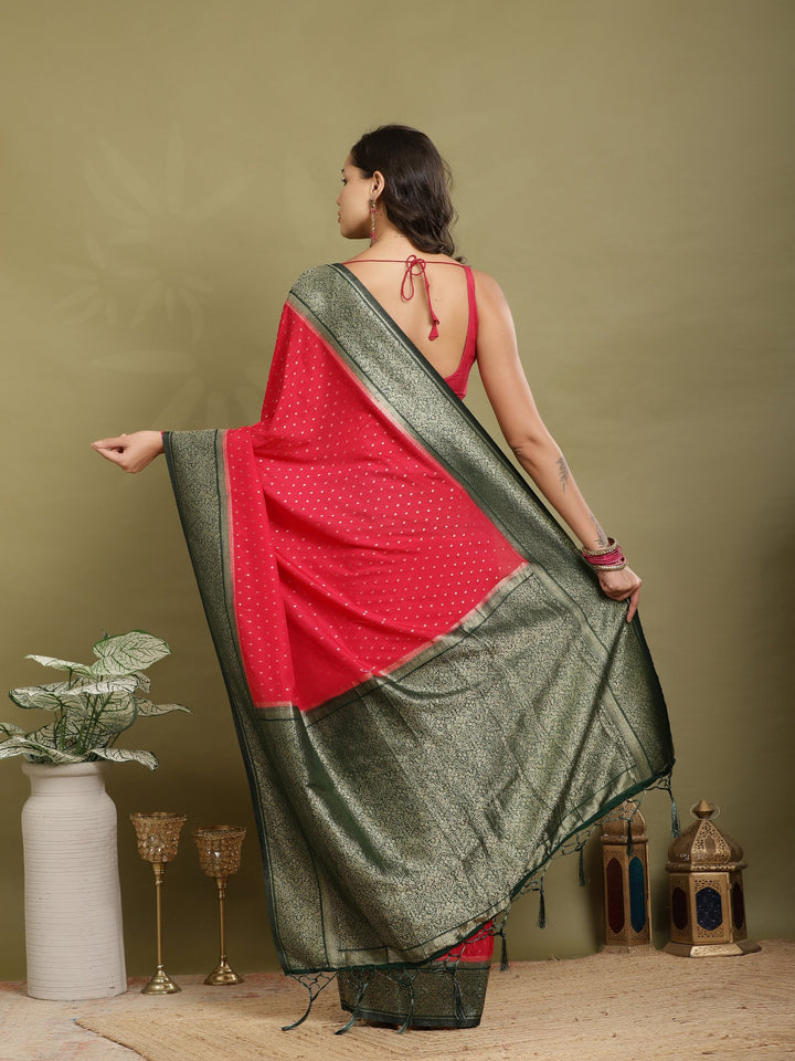 Zari Booti Woven  Crepe Saree