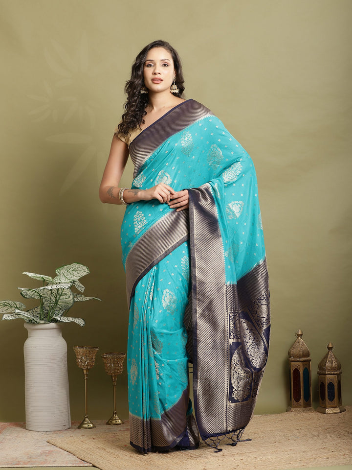 Zari Booti Woven  Crepe Saree