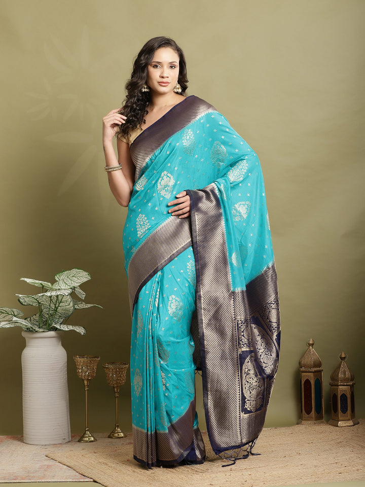Zari Booti Woven  Crepe Saree