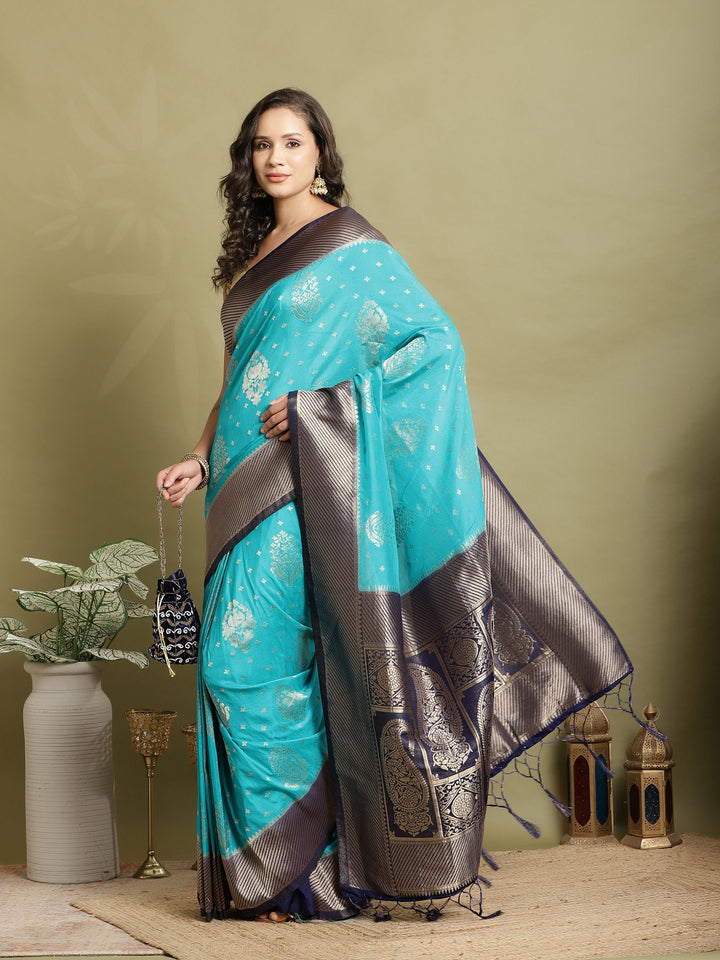 Zari Booti Woven  Crepe Saree