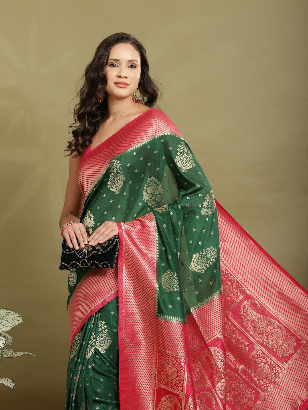 Zari Booti Woven  Crepe Saree