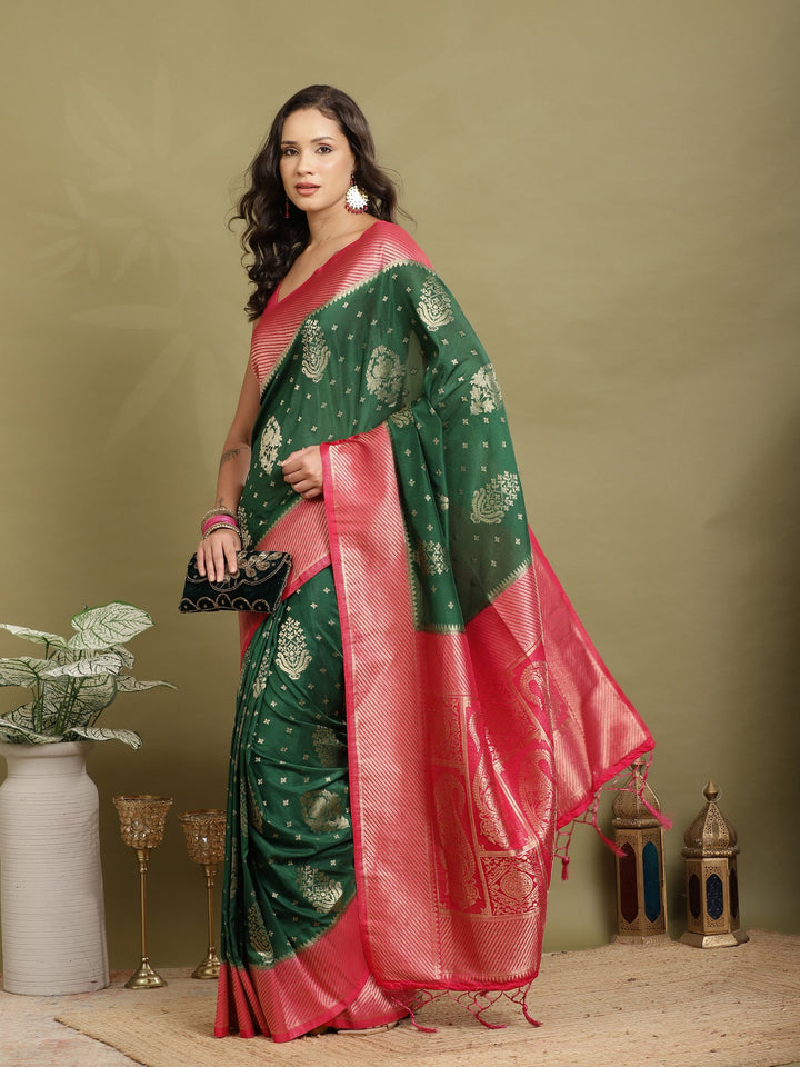 Zari Booti Woven  Crepe Saree