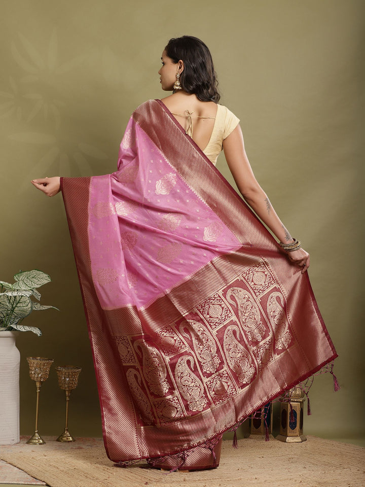 Zari Booti Woven  Crepe Saree