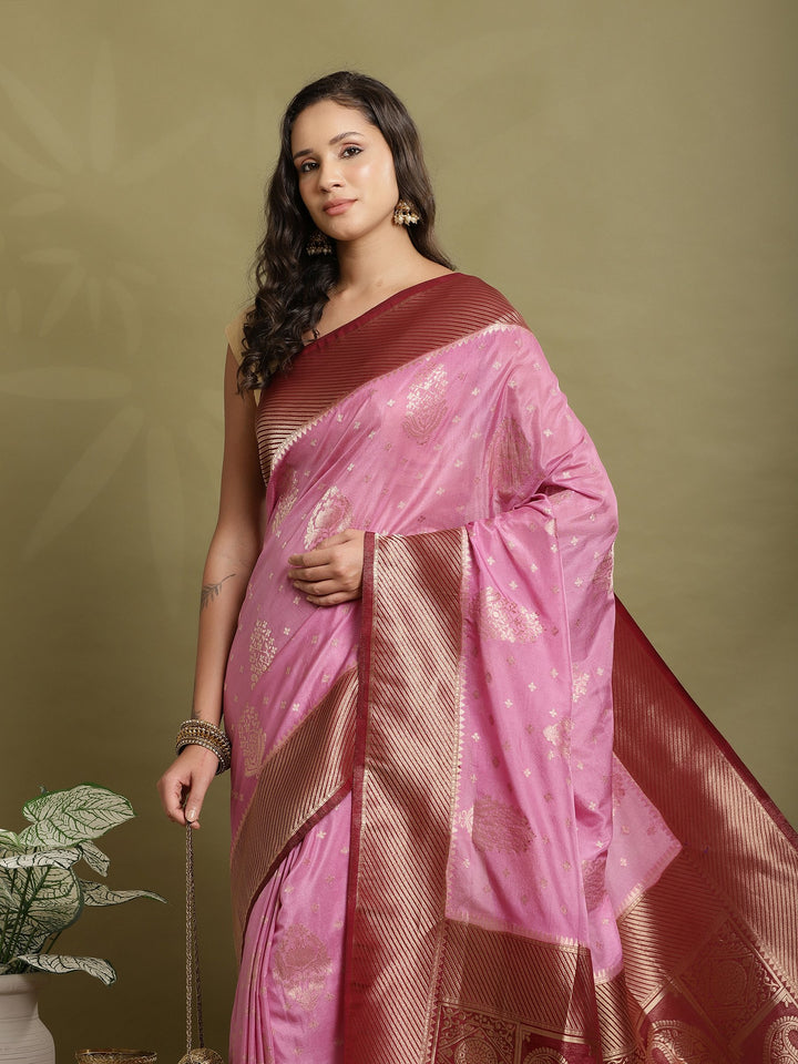 Zari Booti Woven  Crepe Saree