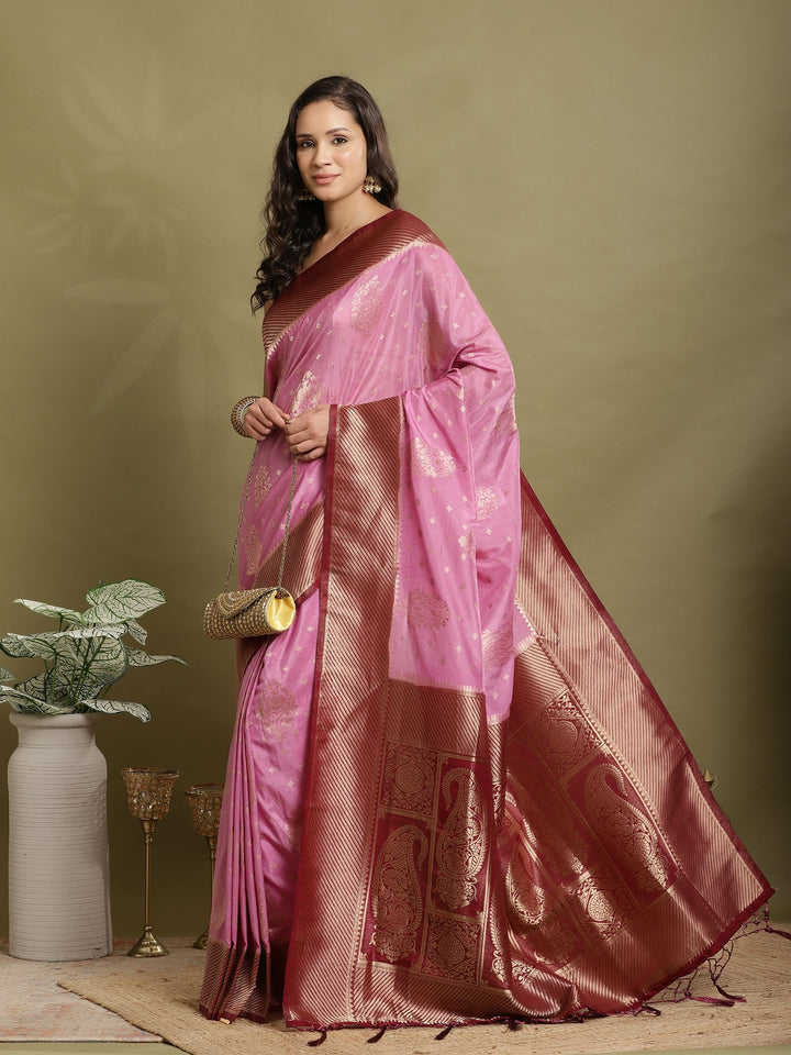 Zari Booti Woven  Crepe Saree