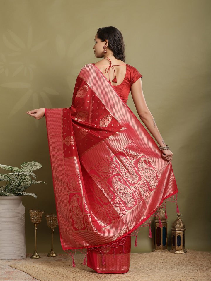 Zari Booti Woven  Crepe Saree
