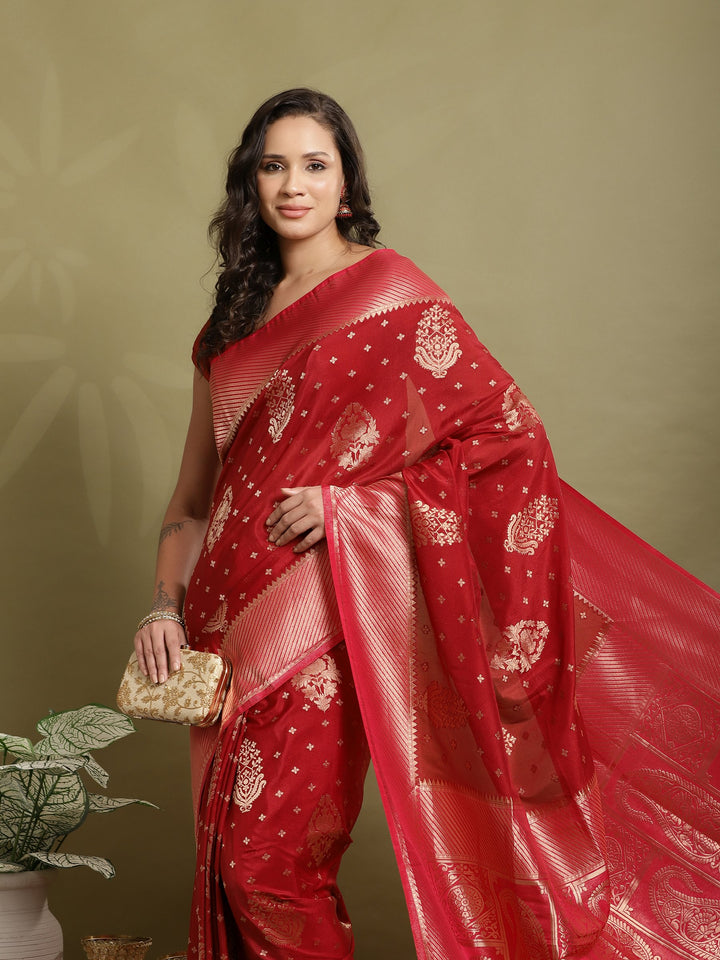 Zari Booti Woven  Crepe Saree