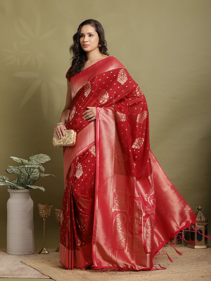 Zari Booti Woven  Crepe Saree