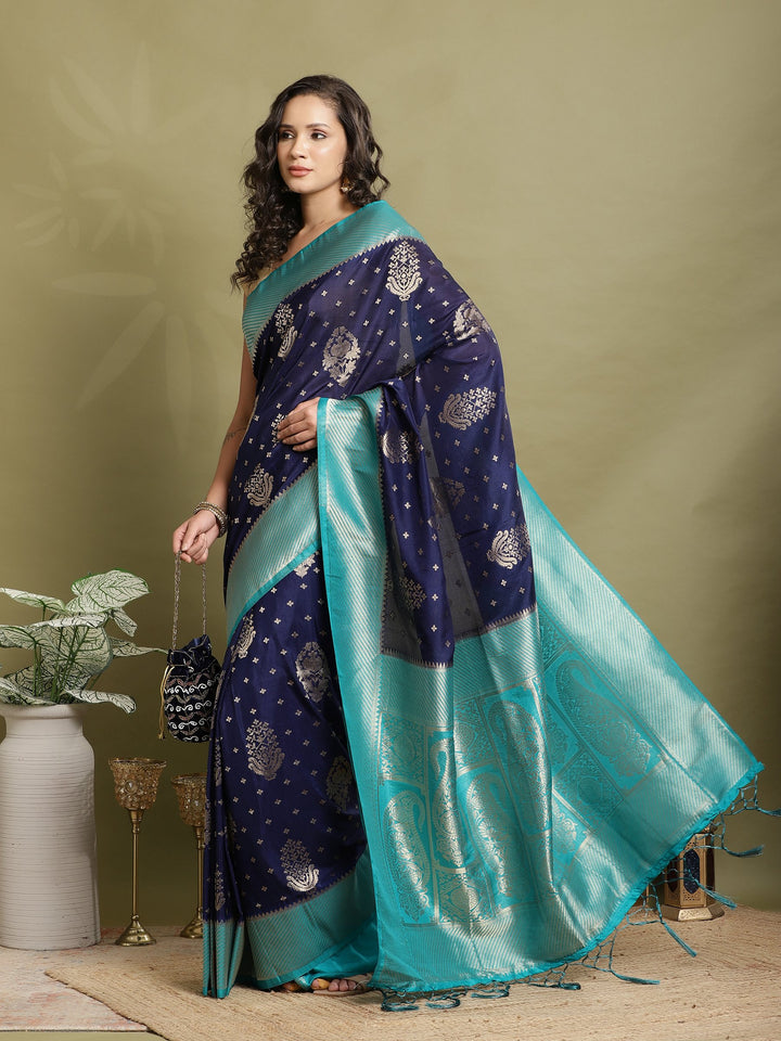 Zari Booti Woven  Crepe Saree