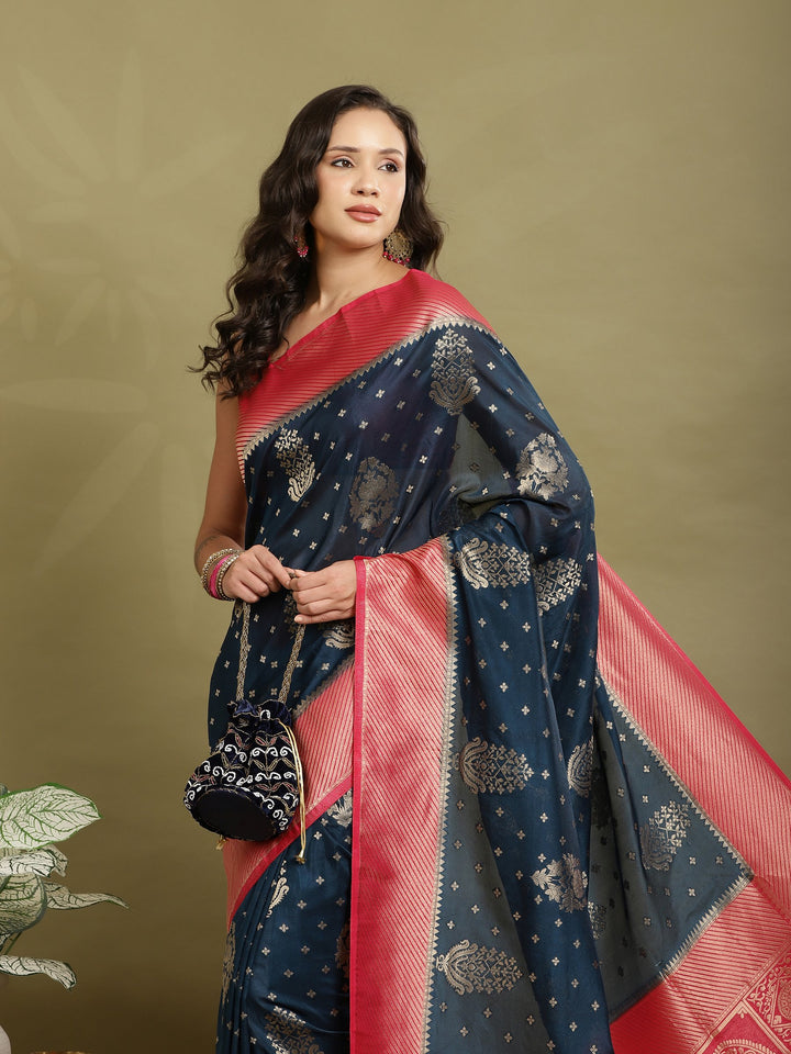 Zari Booti Woven  Crepe Saree