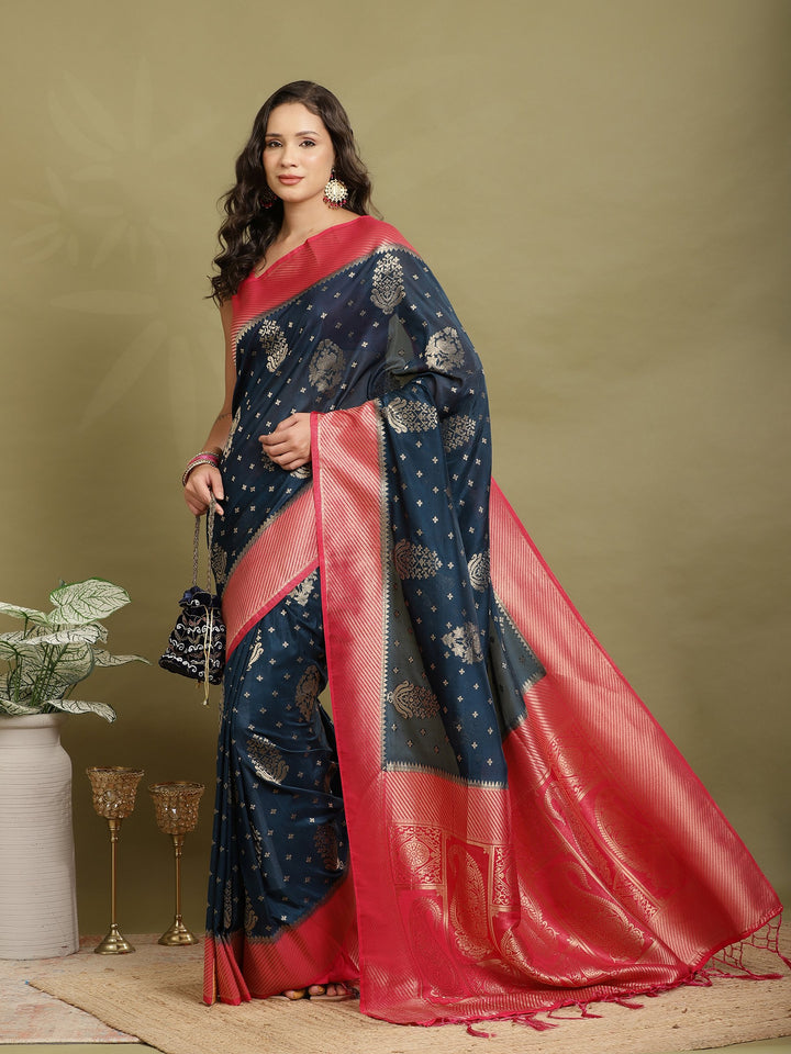 Zari Booti Woven  Crepe Saree