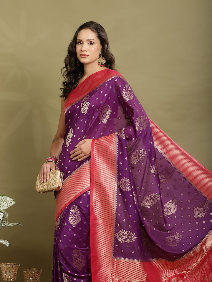 Zari Booti Woven  Crepe Saree