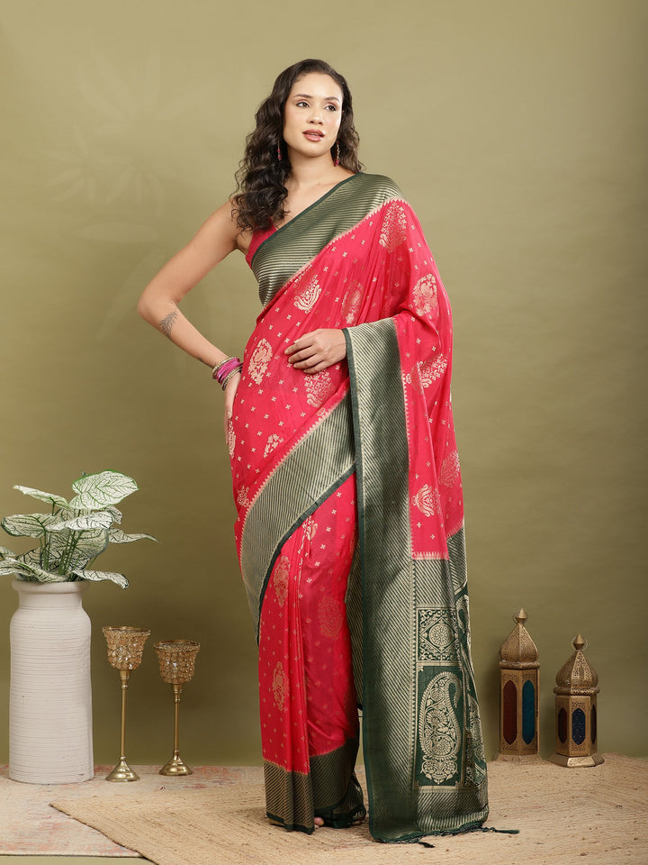 Zari Booti Woven  Crepe Saree