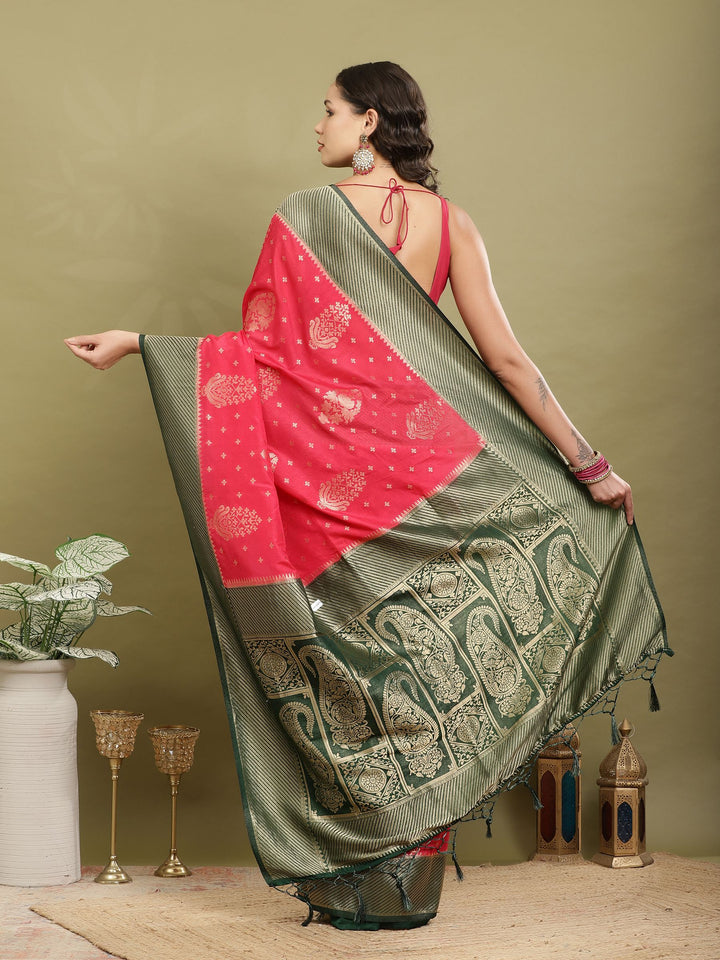 Zari Booti Woven  Crepe Saree