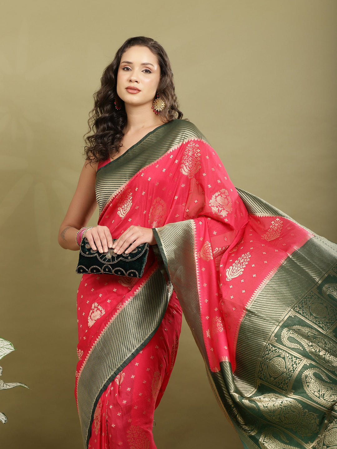Zari Booti Woven  Crepe Saree